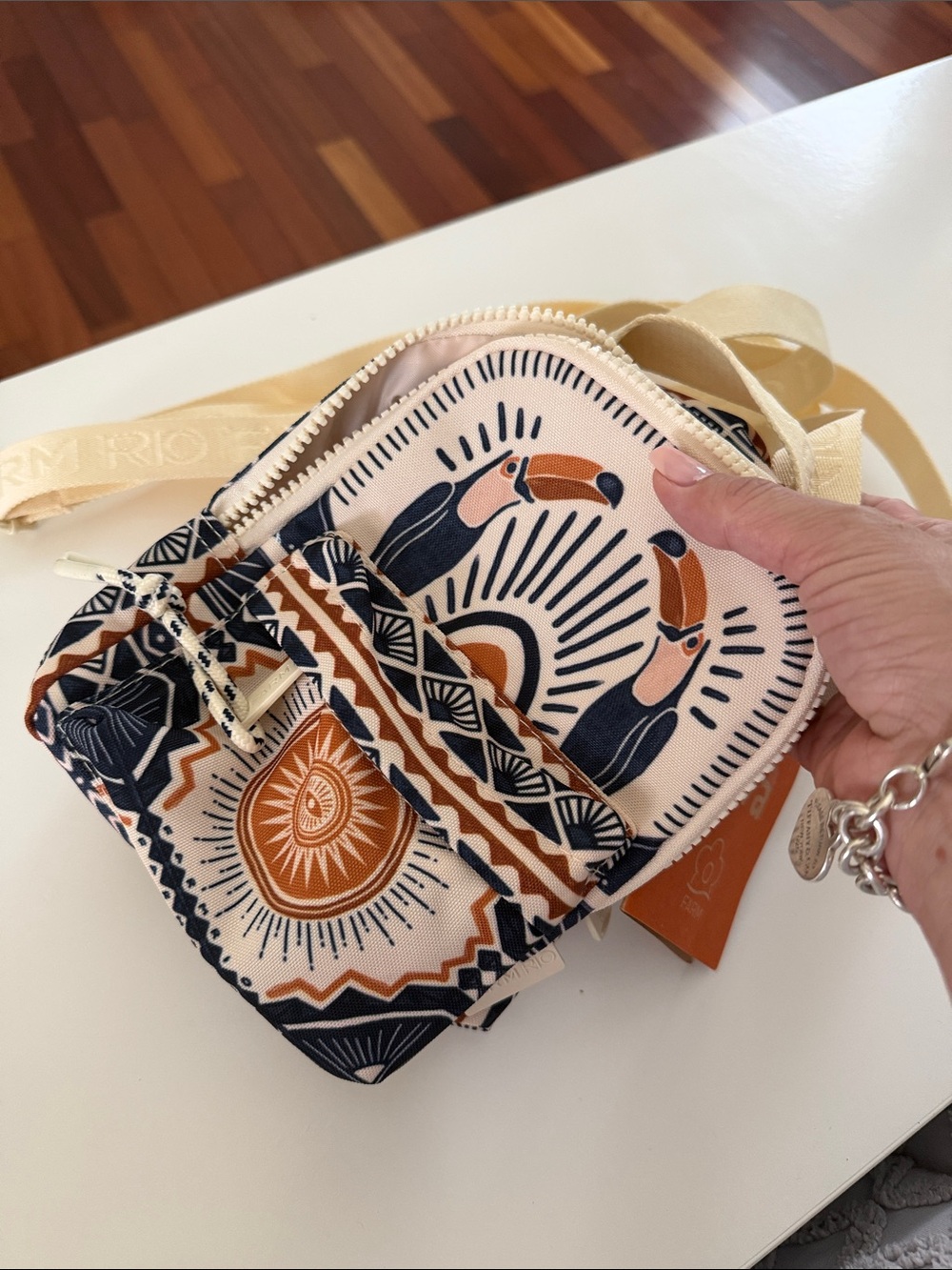 FARM Rio Cream, Navy & Tan Toucan Mini Crossbody - Picture 5 of 6